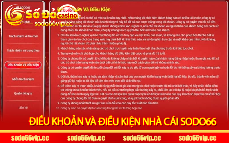 Điều Khoản và Điều Kiện Nhà Cái Sodo66